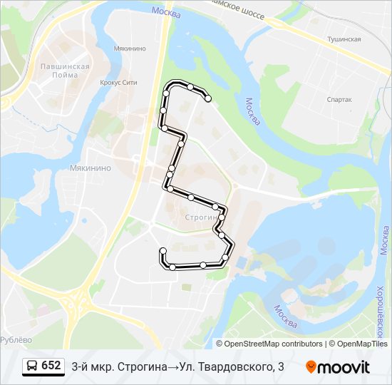 Автобус 652: карта маршрута