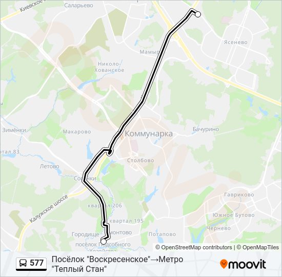 Автобус 577: карта маршрута