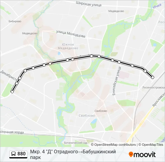 880 Bus Line Map