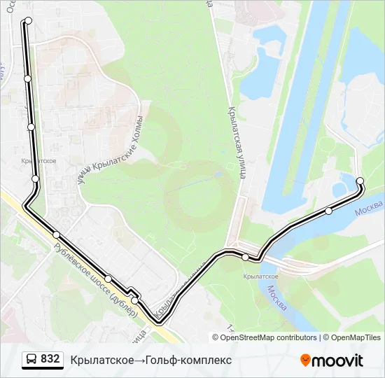 Автобус 832: карта маршрута