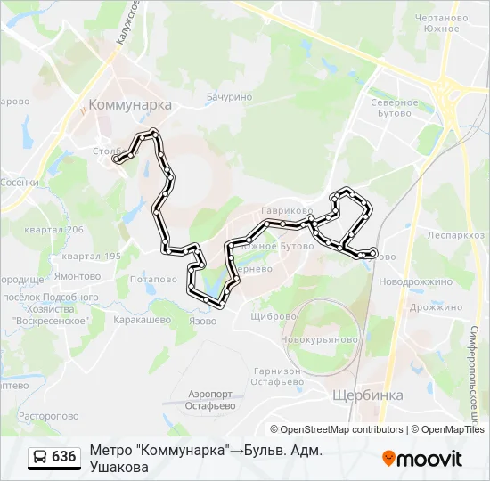 Автобус 636: карта маршрута