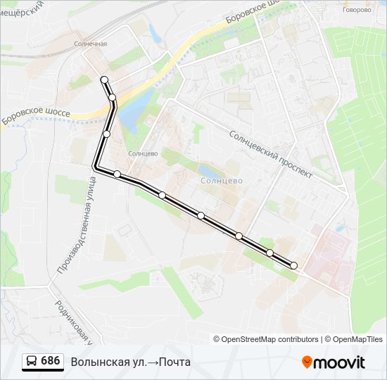 Автобус 686: карта маршрута