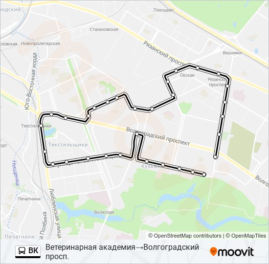 Автобус ВК: карта маршрута