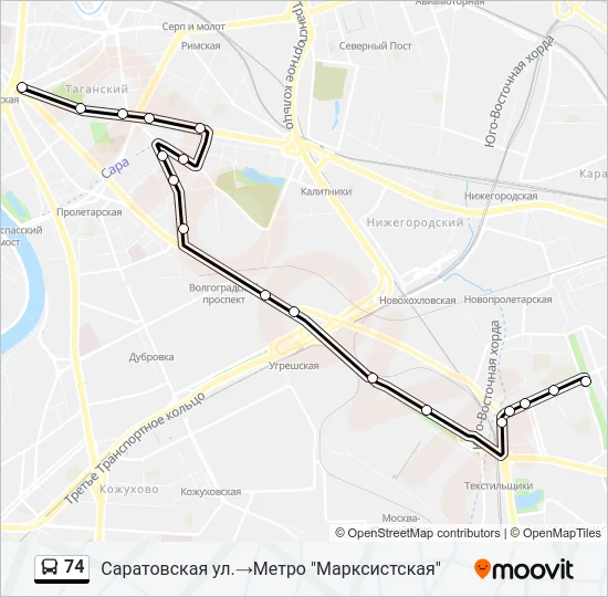 74 Bus Line Map