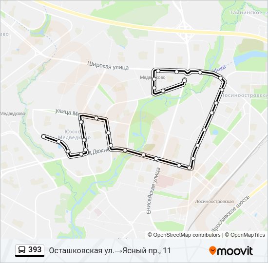 Автобус 393: карта маршрута