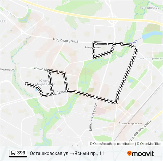 Автобус 393: карта маршрута