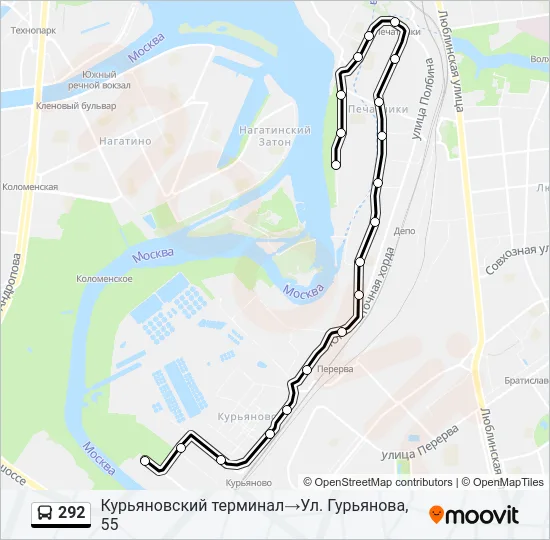 292 Bus Line Map