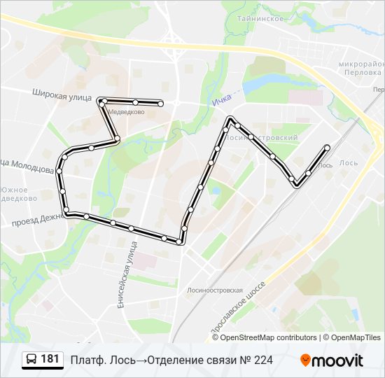 Автобус 181: карта маршрута