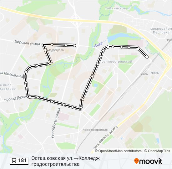Автобус 181: карта маршрута