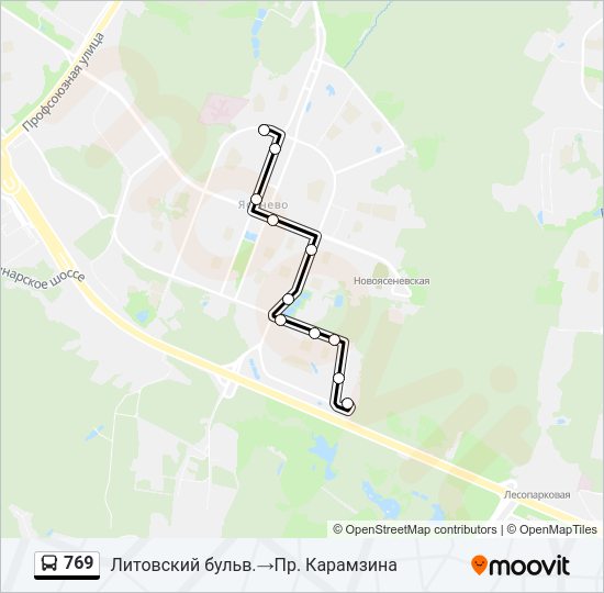 Автобус 769: карта маршрута