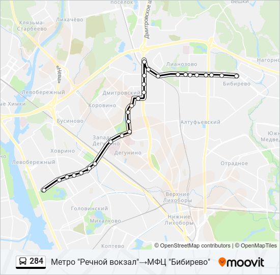 284 bus Line Map