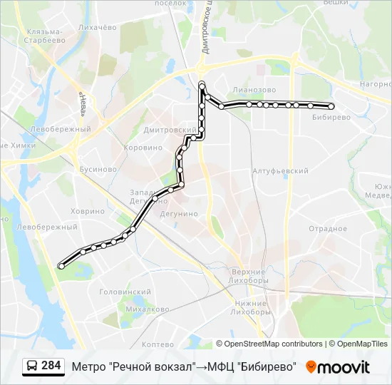 284 Bus Line Map