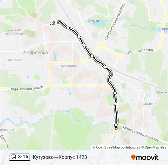 Автобус З-16: карта маршрута