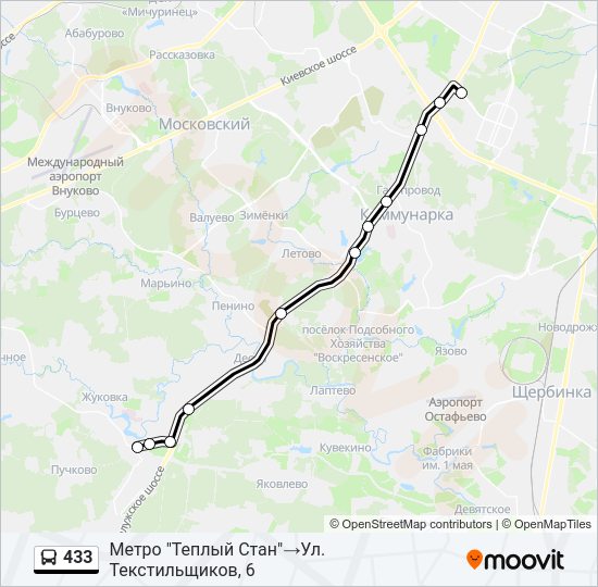 433 Bus Line Map