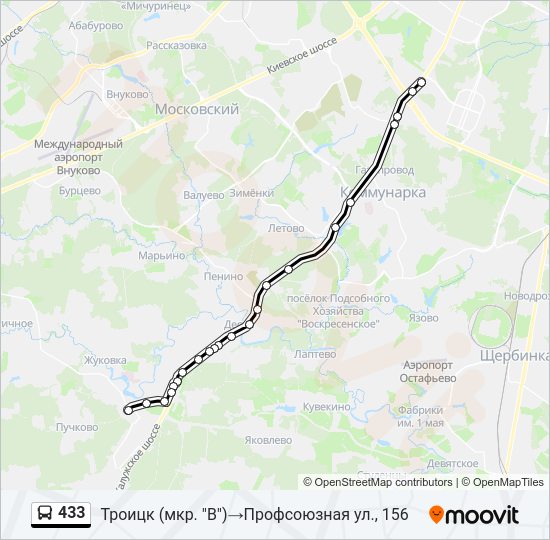 Автобус 433: карта маршрута