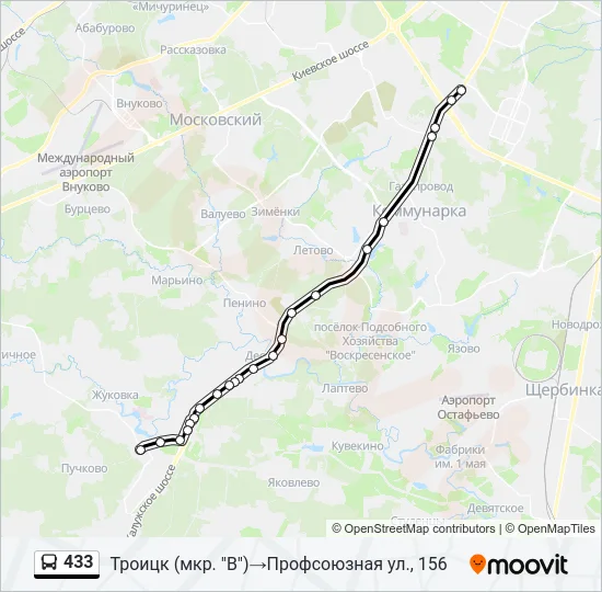 Автобус 433: карта маршрута