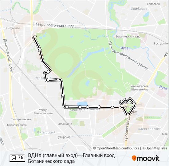 Автобус 76: карта маршрута