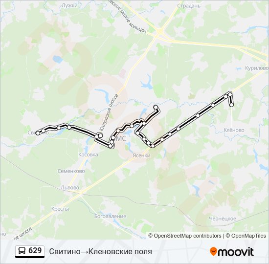 Автобус 629: карта маршрута