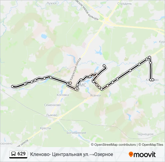 Автобус 629: карта маршрута