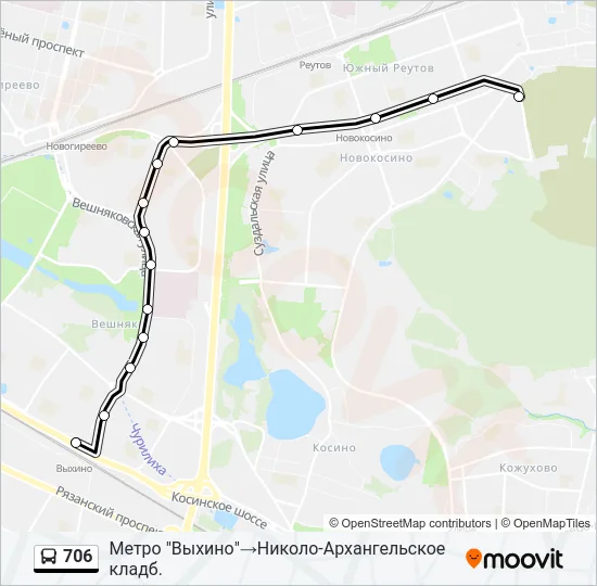 Автобус 706: карта маршрута