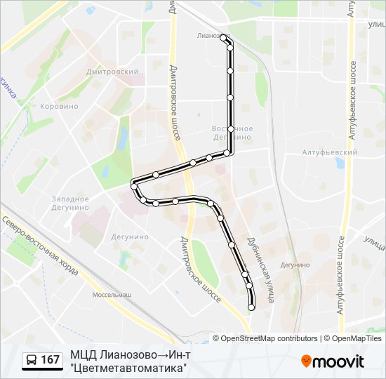 167 bus Line Map