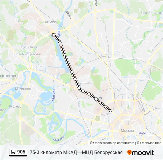 905 Bus Line Map