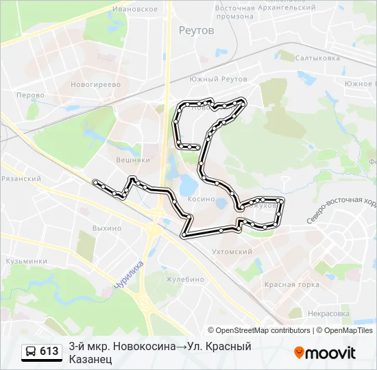 613 Bus Line Map