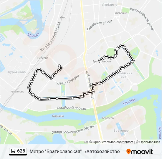 Автобус 625: карта маршрута