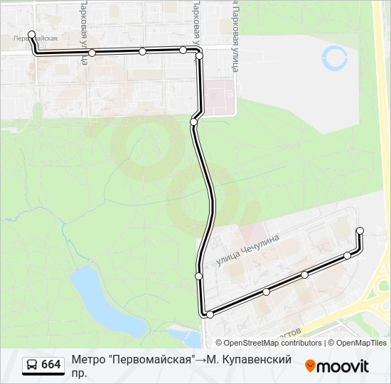 Автобус 664: карта маршрута