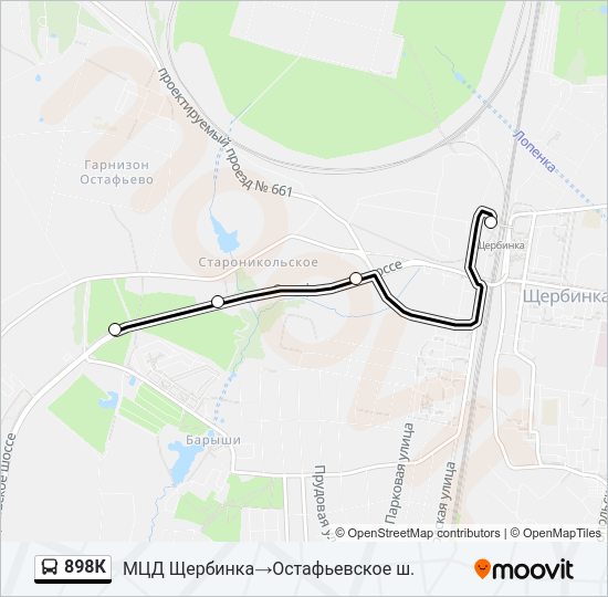 Автобус 898К: карта маршрута