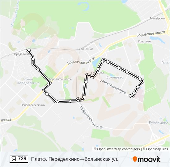 Автобус 729: карта маршрута
