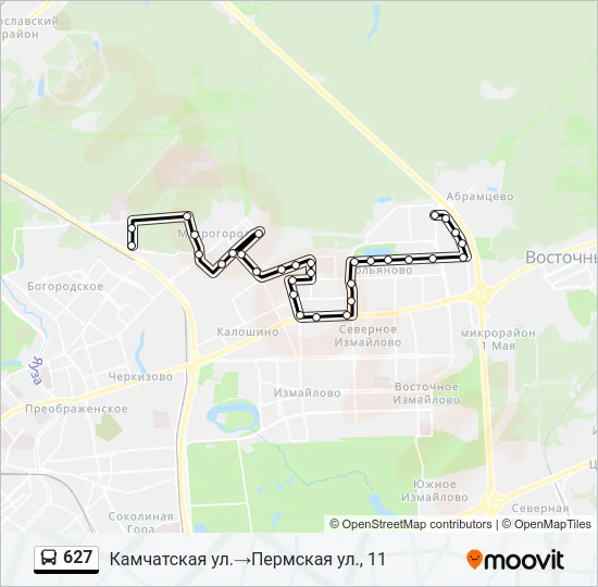 Автобус 627: карта маршрута