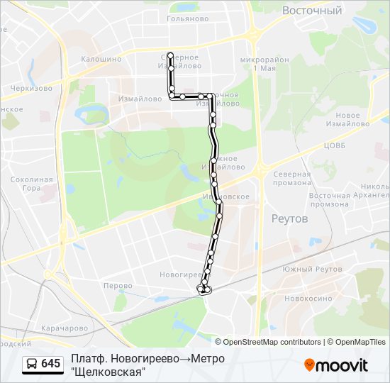 645 bus Line Map