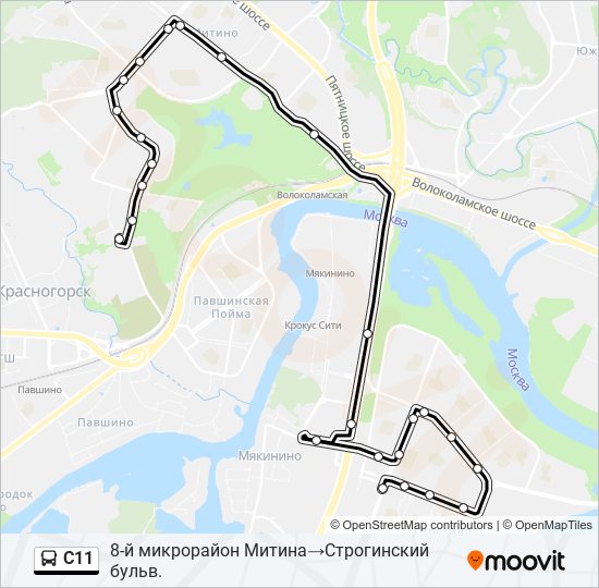 Автобус С11: карта маршрута