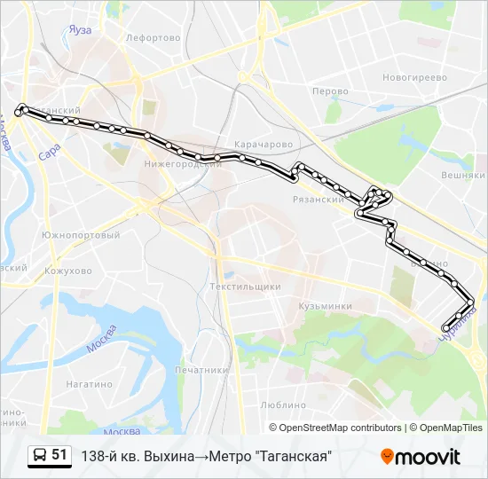 51 Bus Line Map