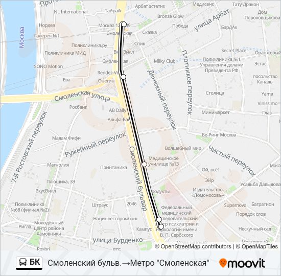 Автобус БК: карта маршрута