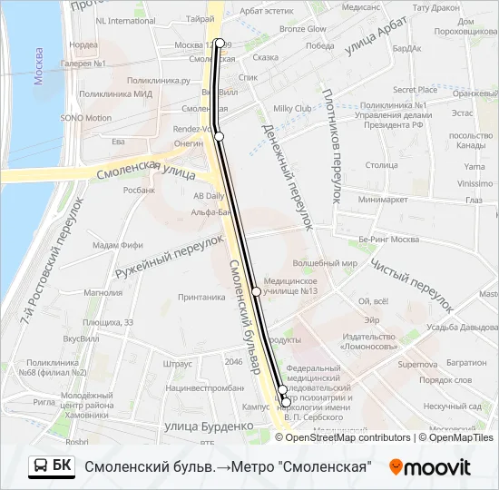Автобус БК: карта маршрута
