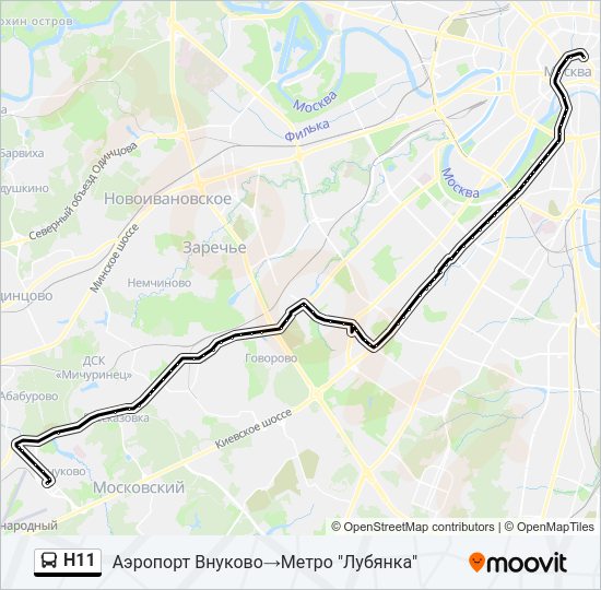 Автобус Н11: карта маршрута