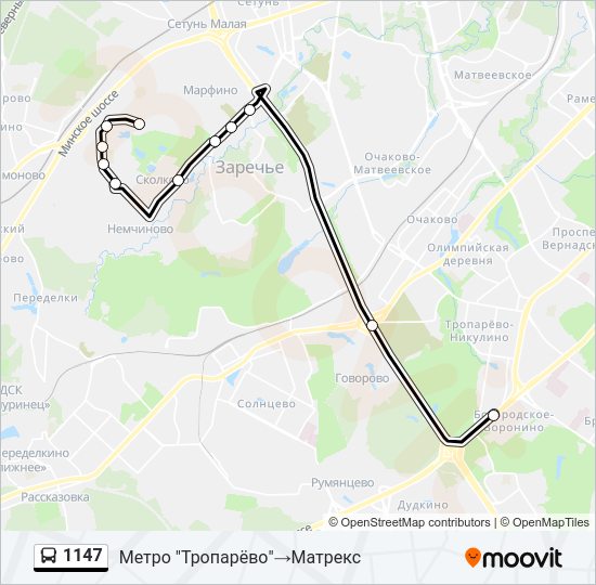 Автобус 1147: карта маршрута