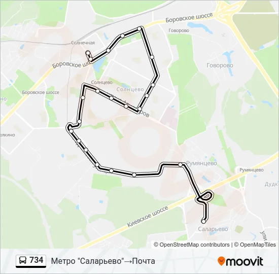 734 Bus Line Map