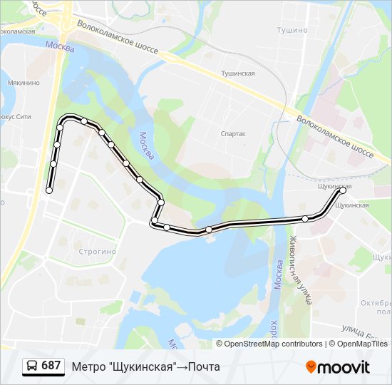 Автобус 687: карта маршрута