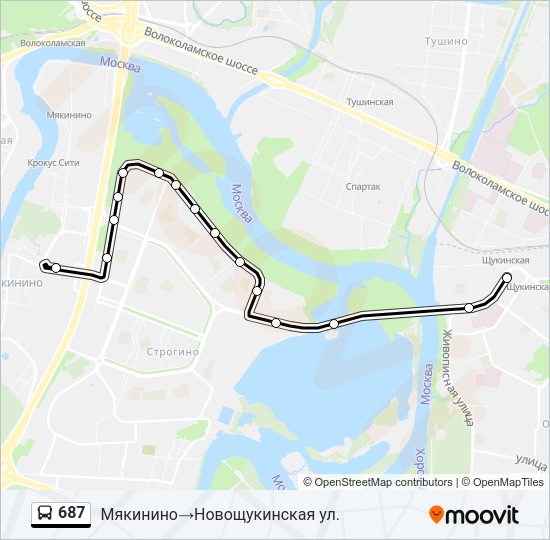 Автобус 687: карта маршрута
