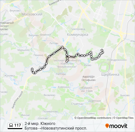 Автобус 117: карта маршрута