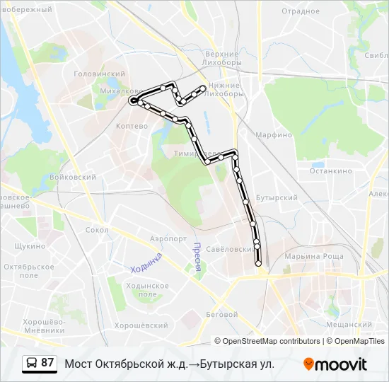 87 Bus Line Map