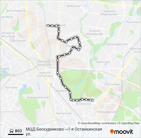 Автобус 803: карта маршрута