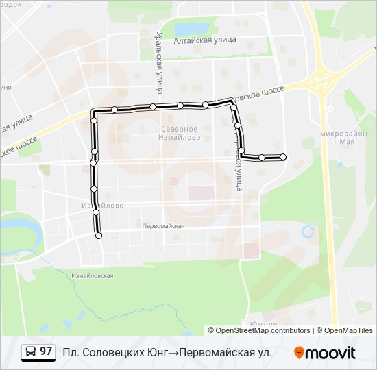 Автобус 97: карта маршрута