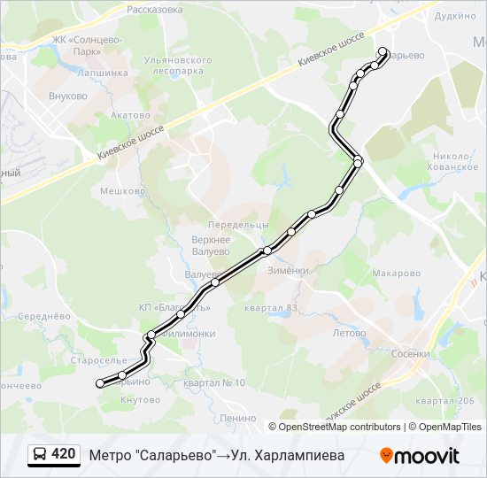 Автобус 420: карта маршрута