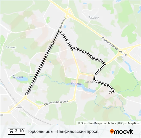 Автобус З-10: карта маршрута