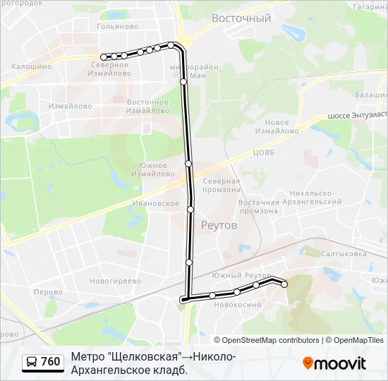 Автобус 760: карта маршрута
