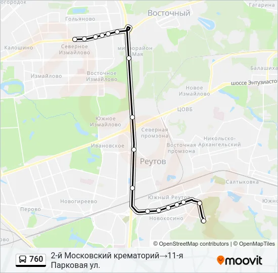 760 Bus Line Map